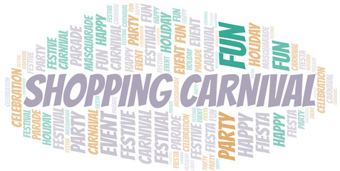 Shopping Carnival word cloud vector made with text only.