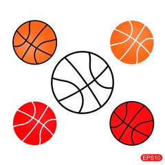 Basketball set vector illustration on white background