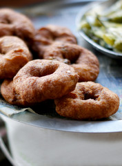 Closeup of Indian street food Vada 