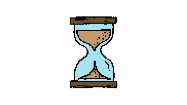 digital pixel art animation white screen with theme of hourglass