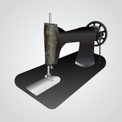 Sewing machine retro sketch. Realistic