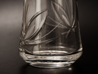 crystal glass cup on a black background
