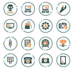 Electronic repair icons set