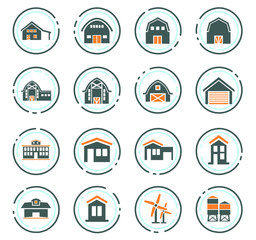 farm building icon set