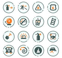 Fire brigade icons set