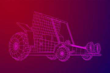 Off road dune buggy car. Terrain vehicle. Outdoor car racing, extreme sport oncept. Wireframe low poly mesh vector illustration