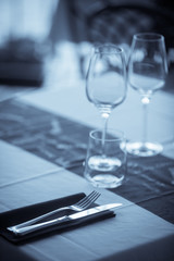 Empty glasses and dish ware