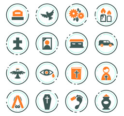 Funeral service icons set