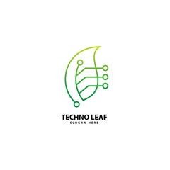 Technology Leaf Logo Design Outline