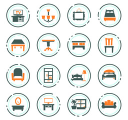 Furniture vector icons set