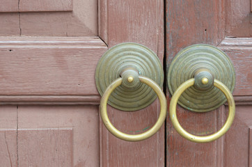 Wooden door with Chinese door handle