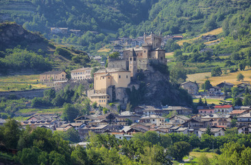 Obraz premium Medieval castle of Saint-Pierre in Aosta Valley, Italy