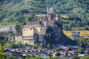 Fototapeta na wymiar Medieval castle of Saint-Pierre in Aosta Valley, Italy