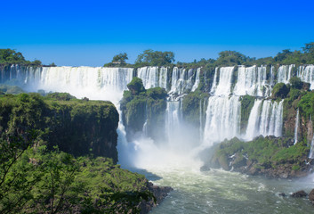 Aerial view of Iguazu Falls from the helicopter ride, one of the Seven Natural Wonders of the World , Brazil