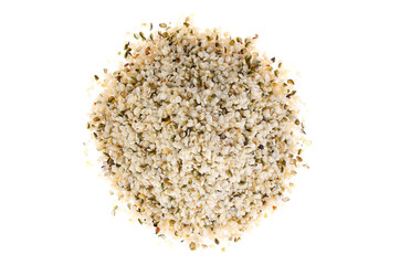 Cannabis seeds on a white background. Diet for weight loss. Healthy food.