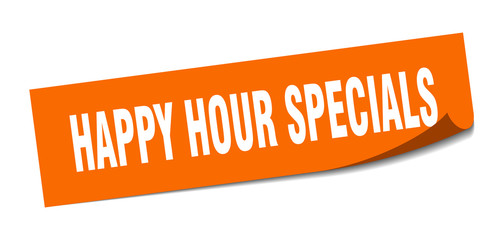 happy hour specials sticker. happy hour specials square isolated sign. happy hour specials
