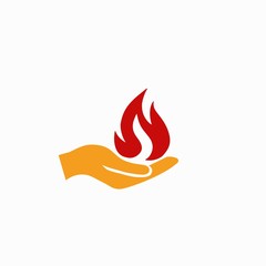 Hand holding a fire icon, flat design best vector icon
