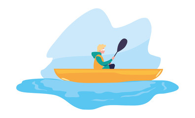 man with boat and adventure rowing
