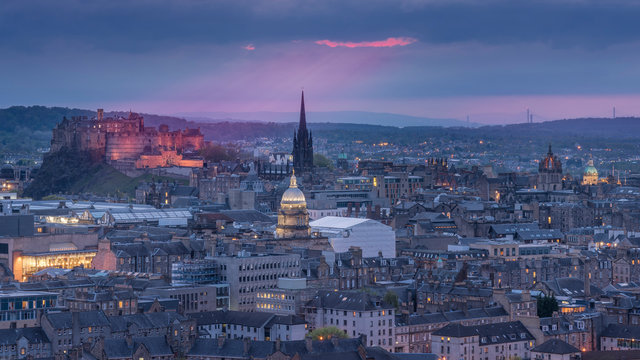 night view of the city of Edinburgh, Scotland