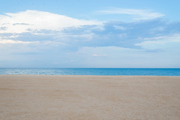 Fototapeta na wymiar Empty beach shore at sea, ocean. Sea minimalist landscape.