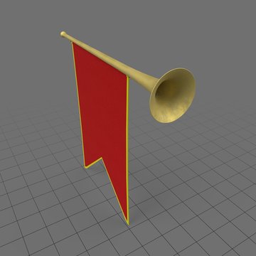Small medieval trumpet with banner