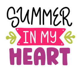 Summer lettering composition with decor.