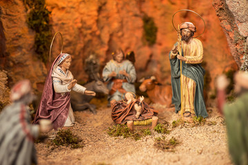 Nativity with figures of Mary, Joseph and Jesus