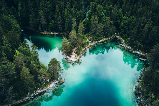 Isle in Eibsee lake