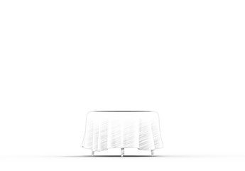 3d rendering of a table with a table cloth isolated in white studio background
