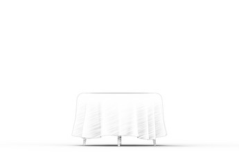 3d rendering of a table with a table cloth isolated in white studio background