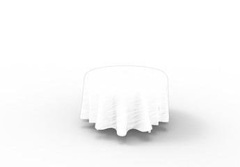 3d rendering of a table with a table cloth isolated in white studio background