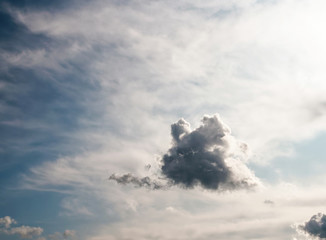 Natural looking afternoon sky with beautiful summer rain cumulus and stratus clouds with copypaste for design background