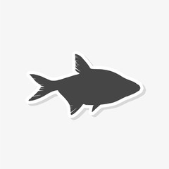 Fish sticker isolated on white background. Fish icon in trendy design style