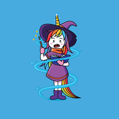 Witches Unicorn are learning magic wands