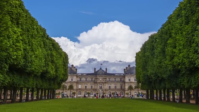 Clouds over the Luxembourg Garden. Time Lapse