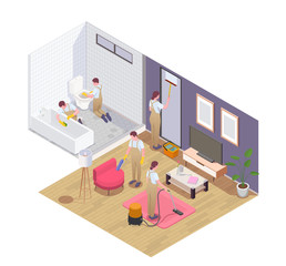 Cleaning Service Isometric Composition 