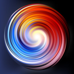 Obraz premium Creative eddy festival happy aqua backdrop of vivid multi colored glossy curled spraying ripple sphere. Closeup view with space for text in white center