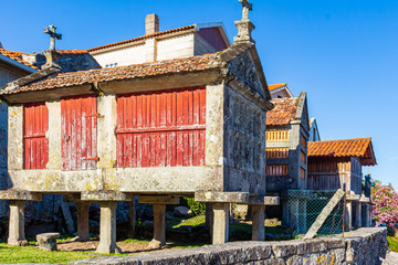 View of the granaries of Combarro