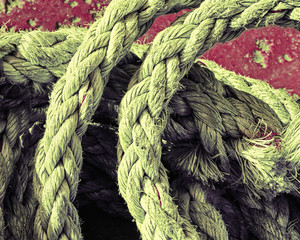 A roll of old ship's ropes, toned.