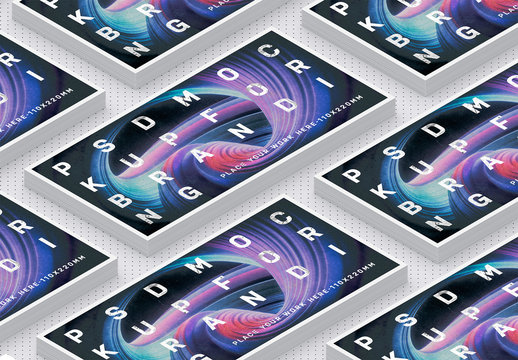 Horizontal Isometric Flyers Mockup on Dotted Background
