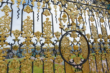 Fototapeta premium Golden gate near the Catherine Palace in Tsarskoye Selo