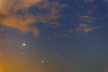 night starry sky with clouds, natural background