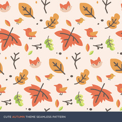 Cute autumn theme seamless pattern vector