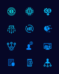 finance management and financial planning vector icons set