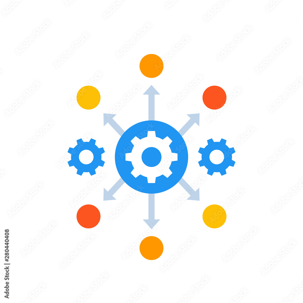 Poster process automation icon with gears