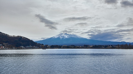 Winter mount Fuji from Kawaguchiko lake