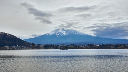 Winter mount Fuji from Kawaguchiko lake