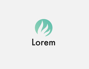 Abstract green circle logo with three leaves inside for nature company