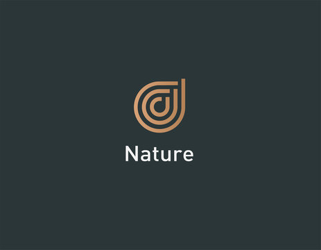 Abstract geometric linear gold logo pattern drop of water for nature company