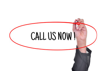 Hand writing a word on white background